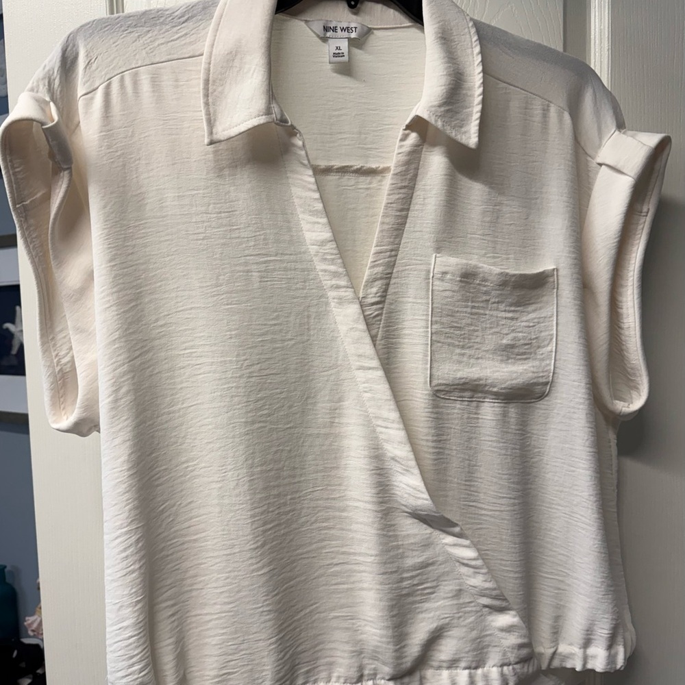 Nine West Cream Wrap Blouse